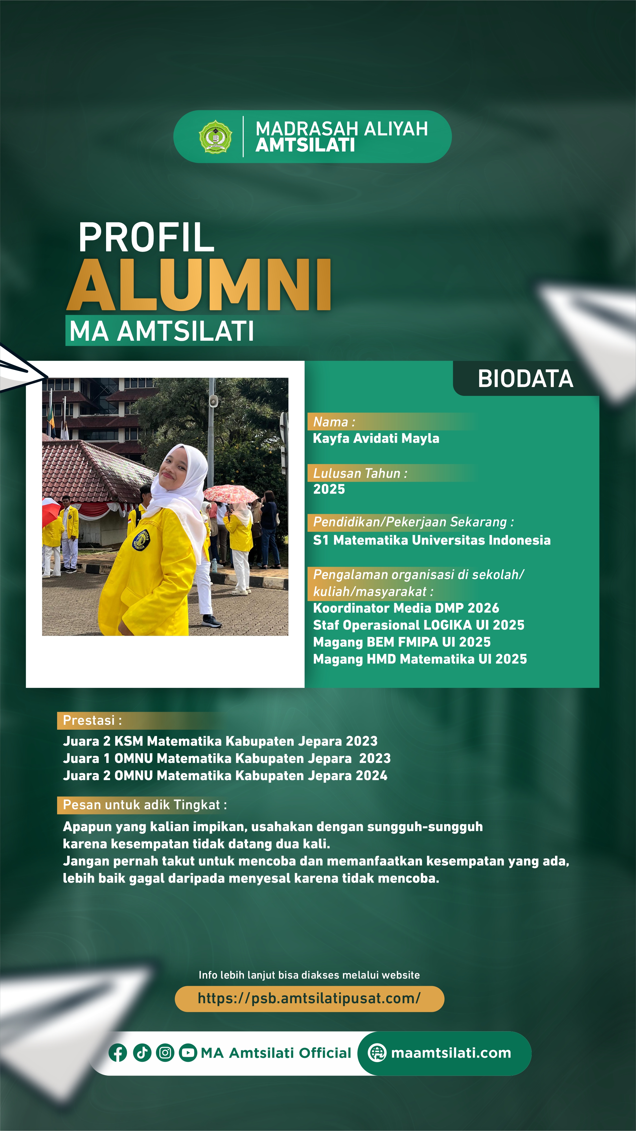 Kayfa Avidati Mayla_Mahasiswa Studi Matematika_Universitas Indonesia