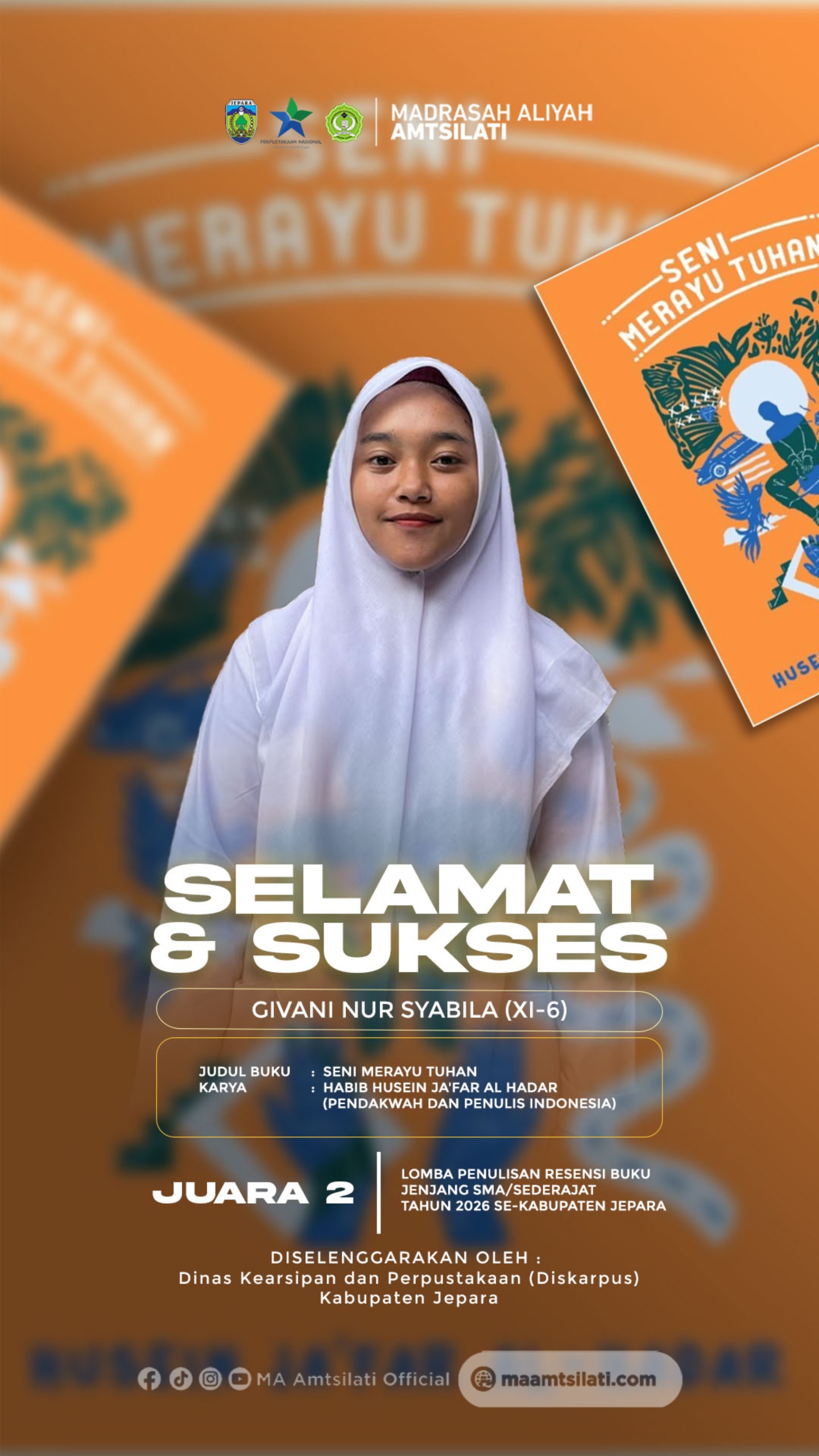 Juara 2 Lomba Menulis Resensi Buku Jenjang SMA/Sederajat Tahun 2026 Se-Kabupaten Jepara