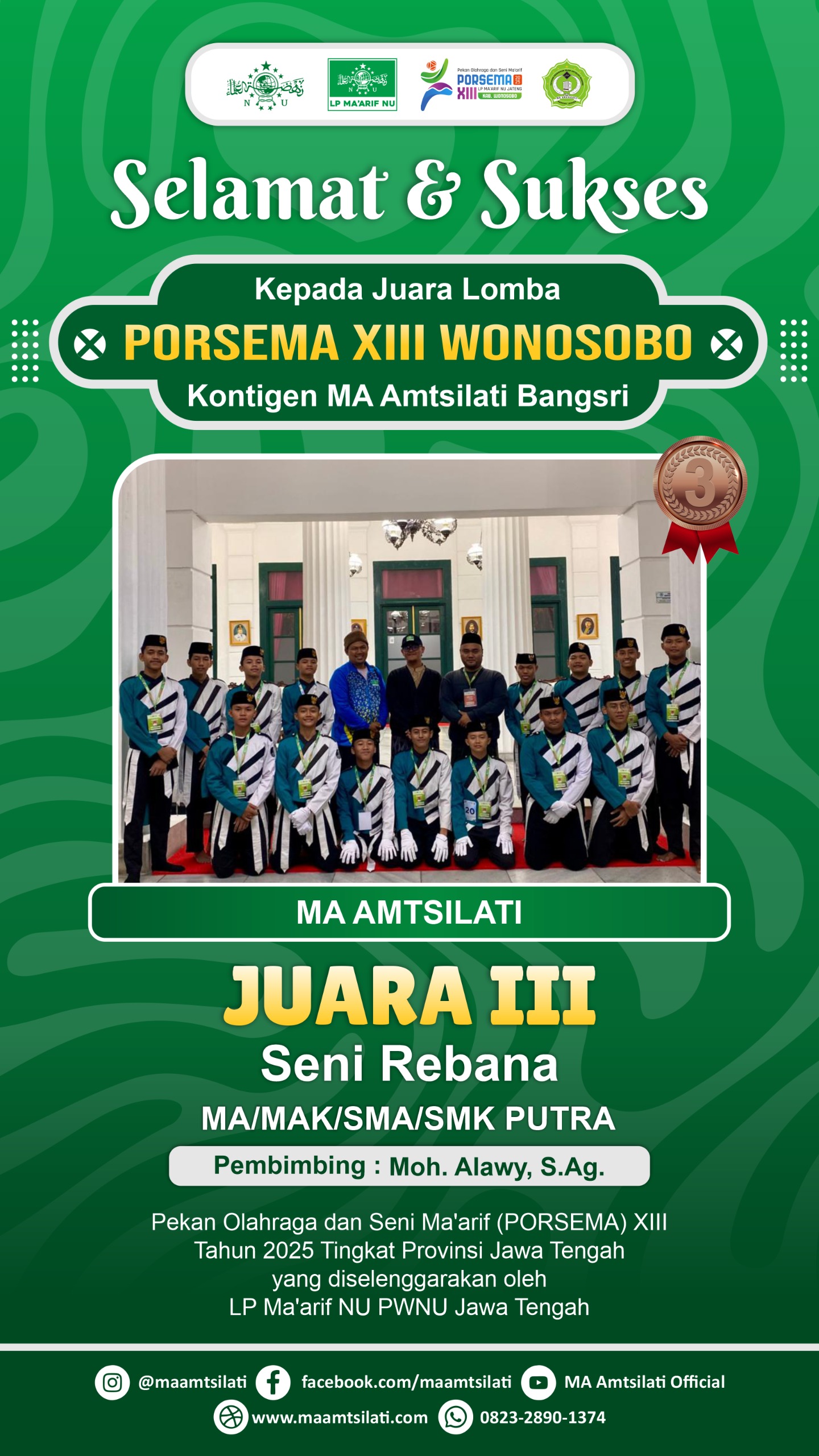 Juara III Rebana PORSEMA tingkat Jawa Tengah