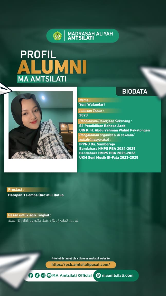 Yuni Wulandari_Mahasiswa Bahasa Arab Universitas  K.H Abdurrahman Wahid Pekalongan